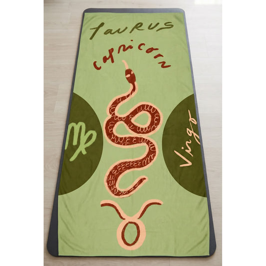 DripYin Earth Signs Yoga Towel on mat