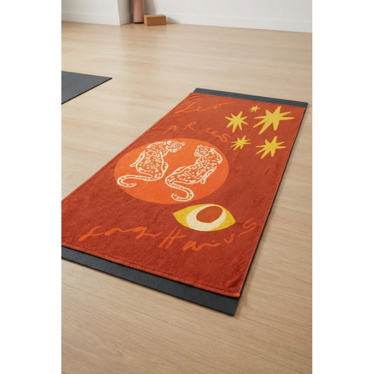 DripYin Fire Signs Yoga Towel on mat